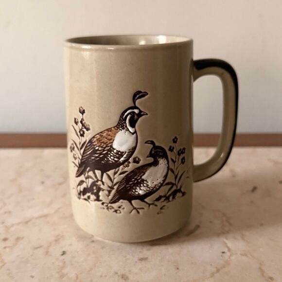 Otagiri Partridge Quail Mug Vintage Stoneware Primitive Rustic Farmhouse - Picture 1 of 8